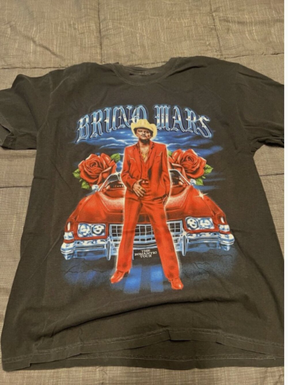 Bruno Mars The Romantic Tour Vintage Graphic Black T-Shirt
